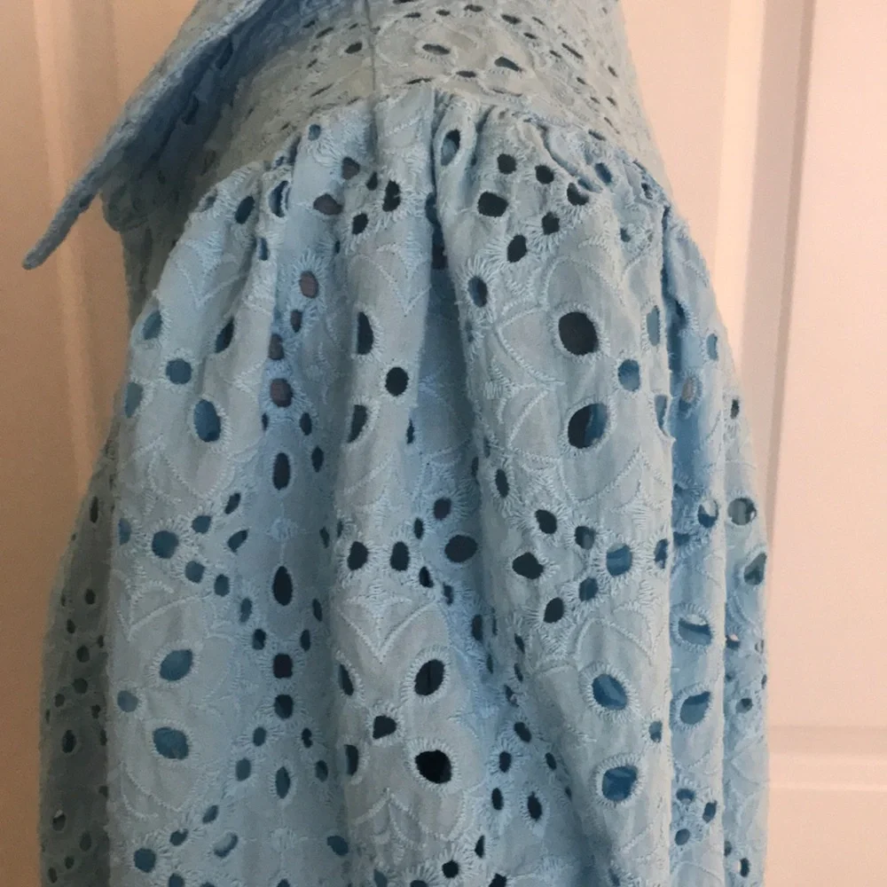 On 34th Blue Cool Eyelet Blouse Top Spring Plus Size Curve Loving Size… - Picture 5 of 15